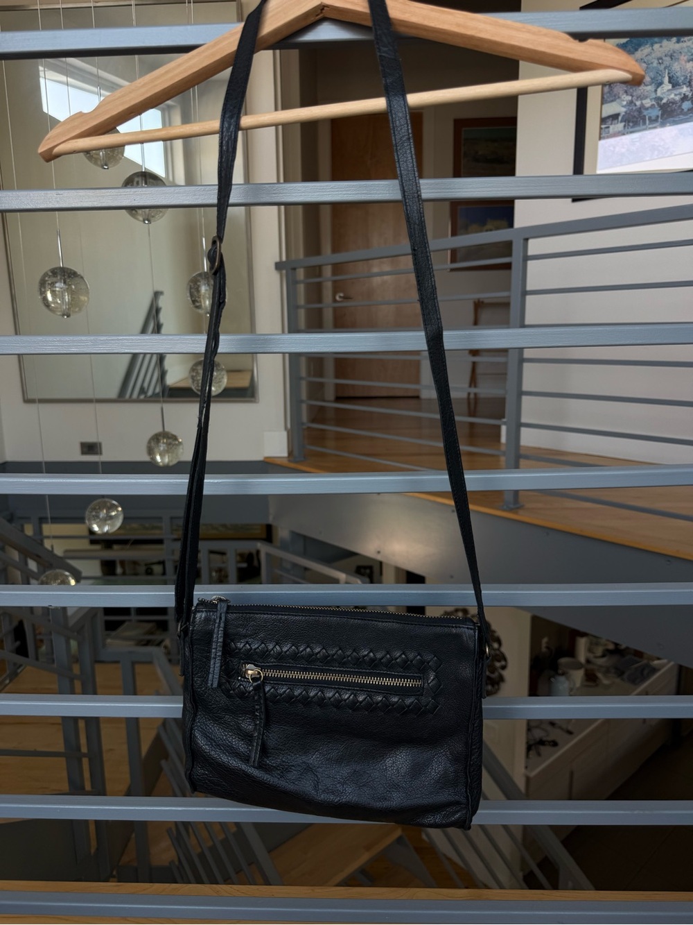 Day & Mood Black Leather Crossbody Bag